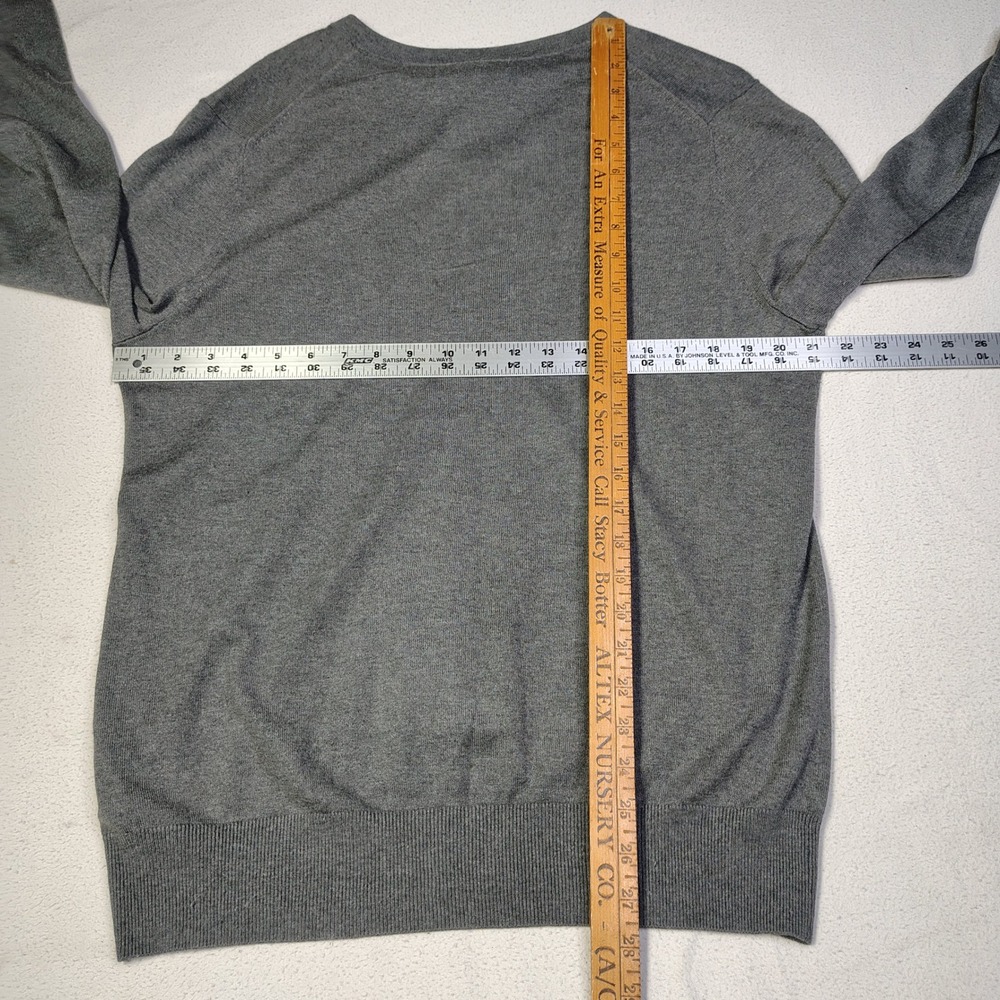 Banana Republic Sweater Mens Large Gray Silk Cashmere Blend Luxury Knit V-Neck - Picture 6 of 11